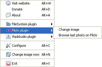 Flickr plugin menu